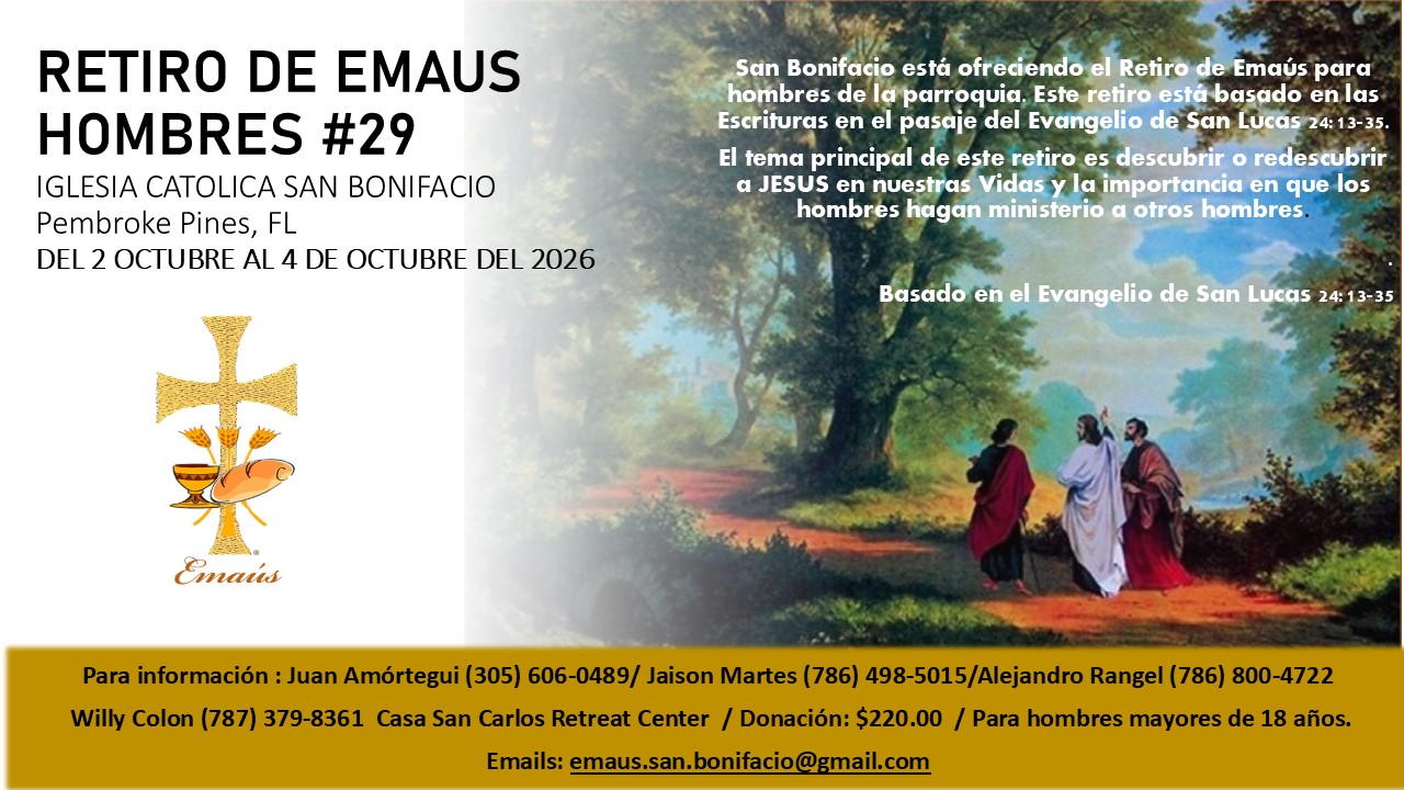 ANUNCIO 1 Y 2 RETIRO 29 DE EMAUS HOMBRES